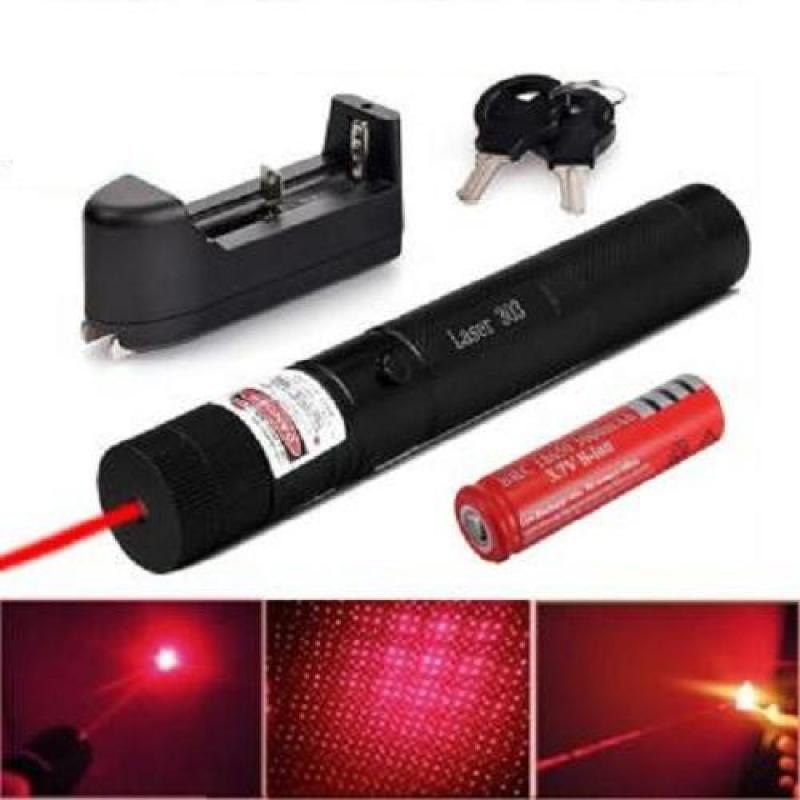 Đèn Pin Laser 303 Ánh Sáng Xanh Lá Hoặc Đỏ Chiếu Xa Cực Mạnh, Kèm Phụ Kiện Chiếu Sao Vạn Hoa Dùng Pin Sạc