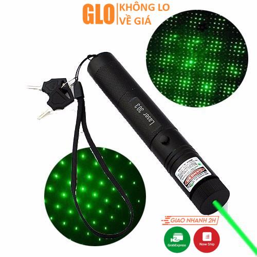 Đèn Pin Laser 303 Ánh Sáng Xanh Lá Hoặc Đỏ Chiếu Xa Cực Mạnh, Kèm Phụ Kiện Chiếu Sao Vạn Hoa Dùng Pin Sạc