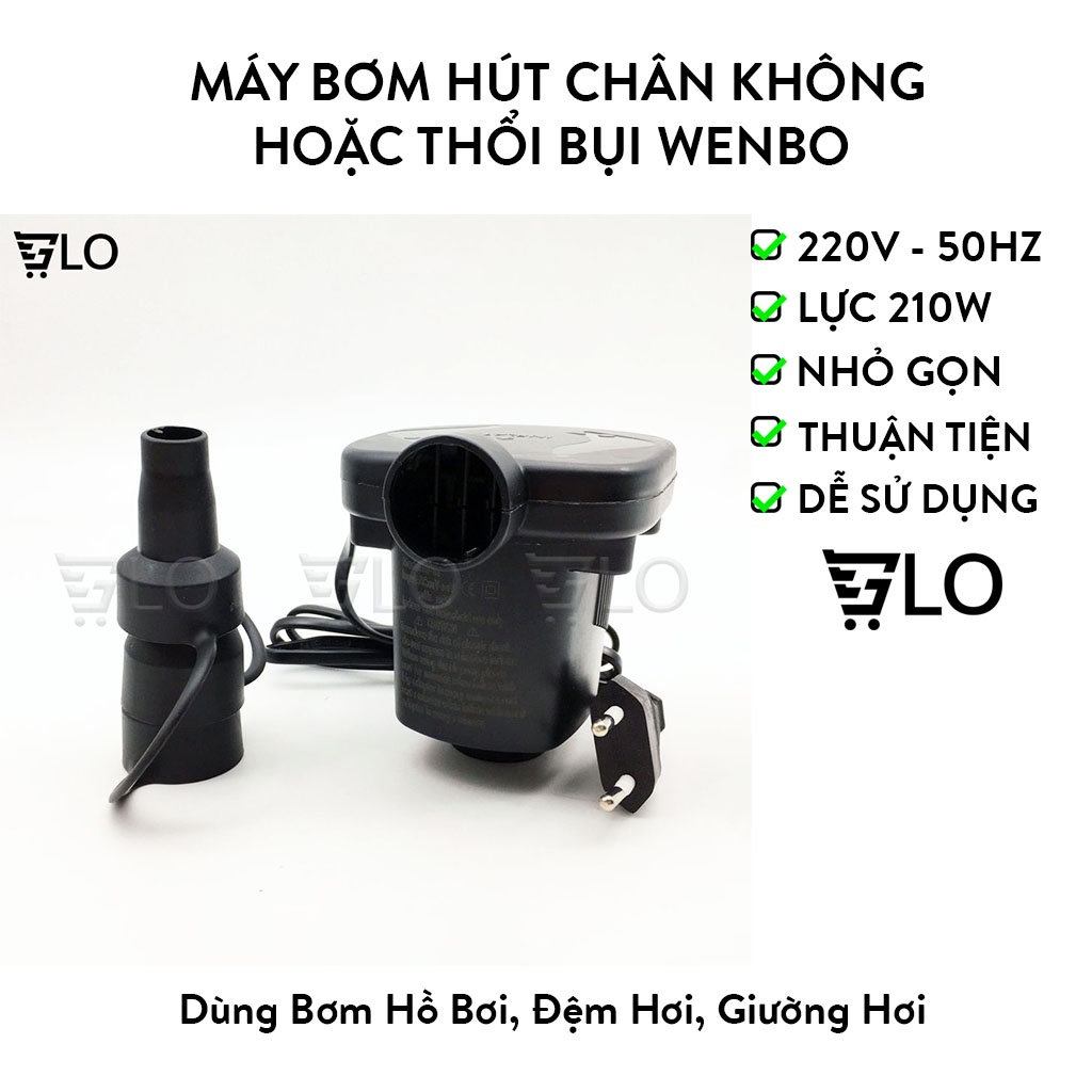 Máy Bơm Hút Chân Không Hoặc Thổi Bụi Wenbo, Dùng Bơm Hồ Bơi, Đệm Hơi, Giường Hơi, Nguồn 220v Cực Mạnh