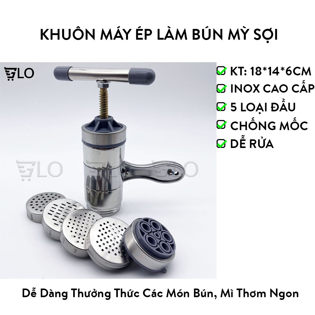 Khuôn Máy Ép Làm Bún Tươi, Mỳ Sợi, Mì Nui Mini 5 Đầu Cắt Inox Cho Nhà Bếp Gia Đình