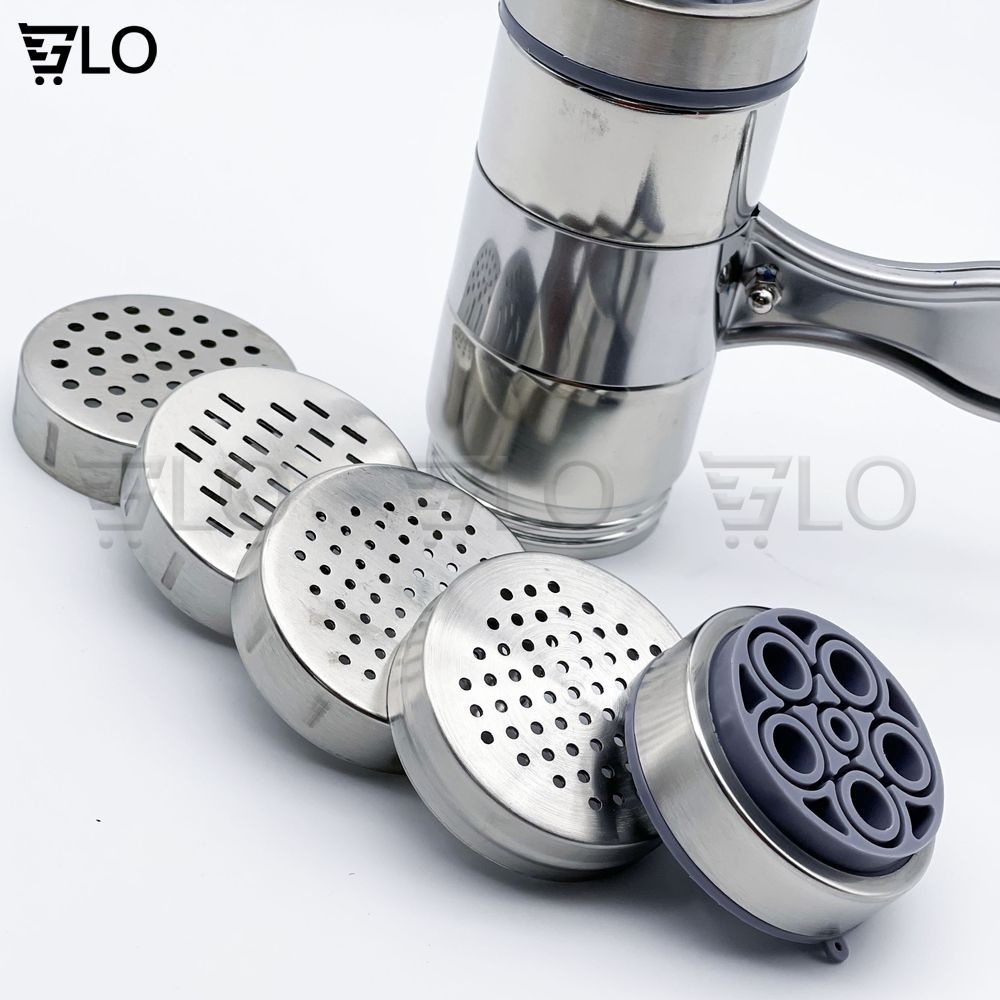 Khuôn Máy Ép Làm Bún Tươi, Mỳ Sợi, Mì Nui Mini 5 Đầu Cắt Inox Cho Nhà Bếp Gia Đình