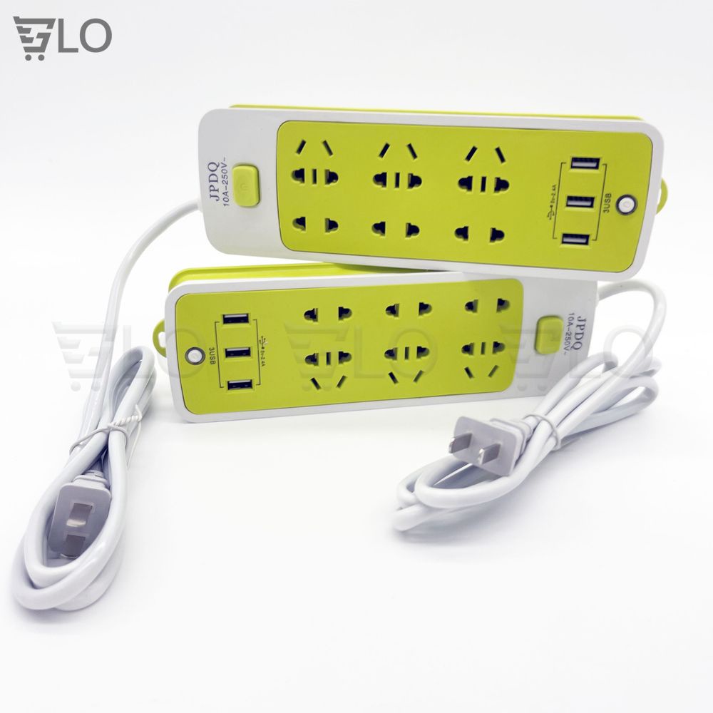 Ổ Cắm Điện Đa Năng Chống Giật 6 Lỗ Và Có 3 Cổng Sạc Usb Cho Điện Thoại, Máy Tính Bảng