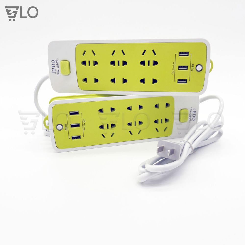 Ổ Cắm Điện Đa Năng Chống Giật 6 Lỗ Và Có 3 Cổng Sạc Usb Cho Điện Thoại, Máy Tính Bảng