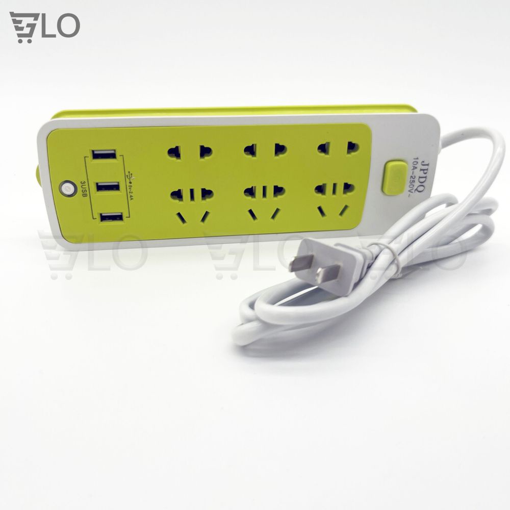 Ổ Cắm Điện Đa Năng Chống Giật 6 Lỗ Và Có 3 Cổng Sạc Usb Cho Điện Thoại, Máy Tính Bảng