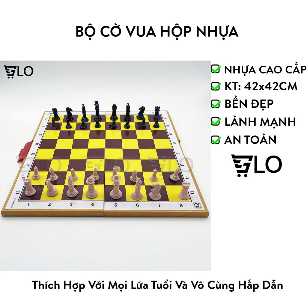 Bộ Cờ Vua Cỡ Lớn Chuẩn Quốc Tế Hộp Nhựa Xếp Gọn Kích Thước 42x42cm