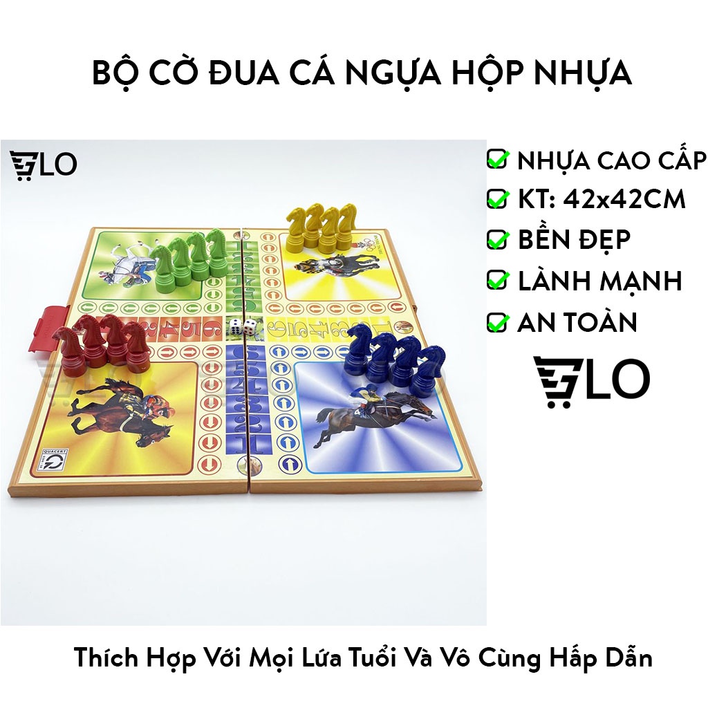 Bộ Cờ Đua Cá Ngựa Hộp Nhựa Cứng Loại Lớn 42cm