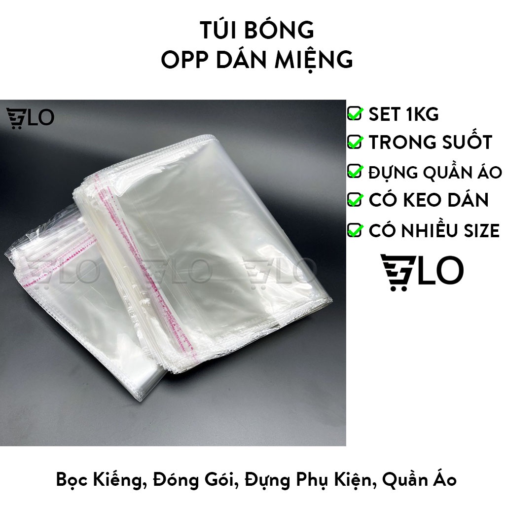1 Kg Túi Nilon Keo Dán Miệng OPP Trong Suốt, Bọc Kiếng, Đóng Gói, Đựng Phụ Kiện, Quần Áo