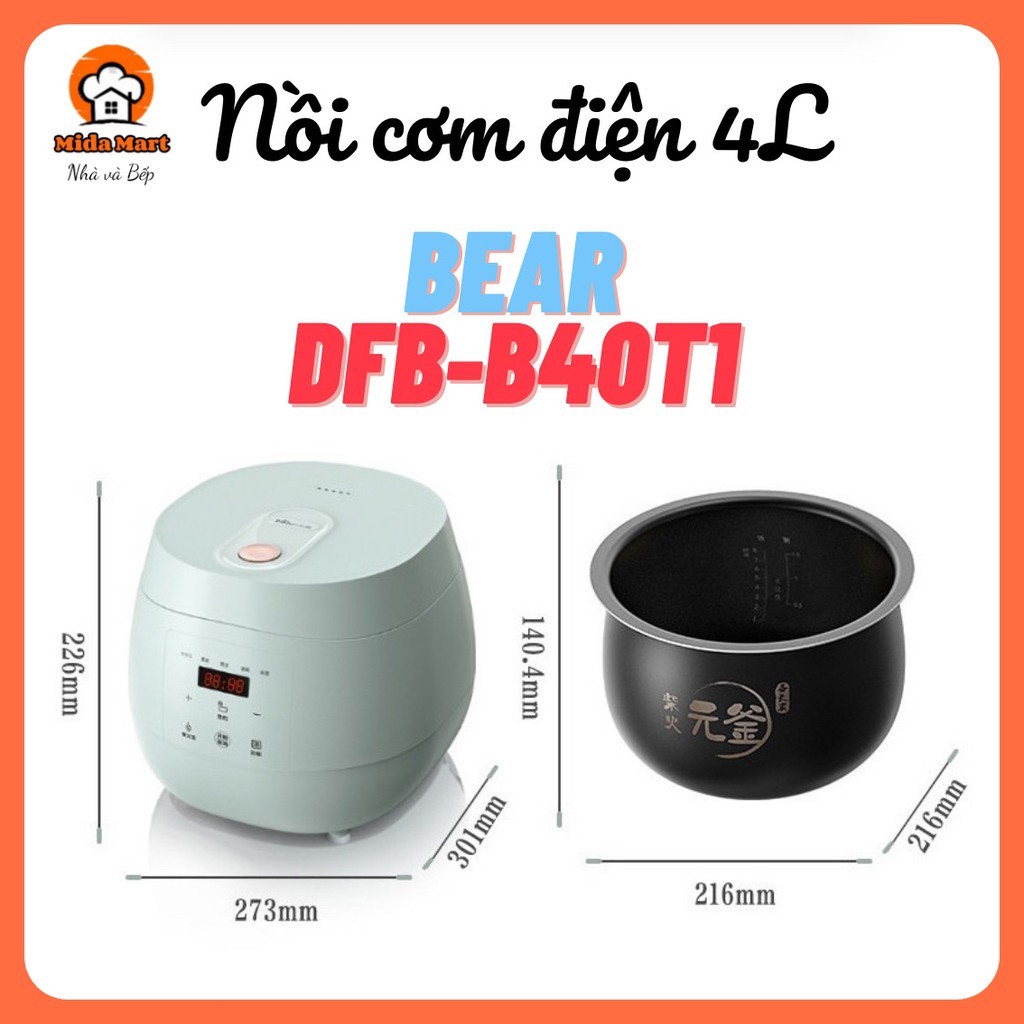 Nồi Cơm Điện Bear 3L/4L - Hẹn Giờ - Chính Hãng - Bảo Hành 1 Năm