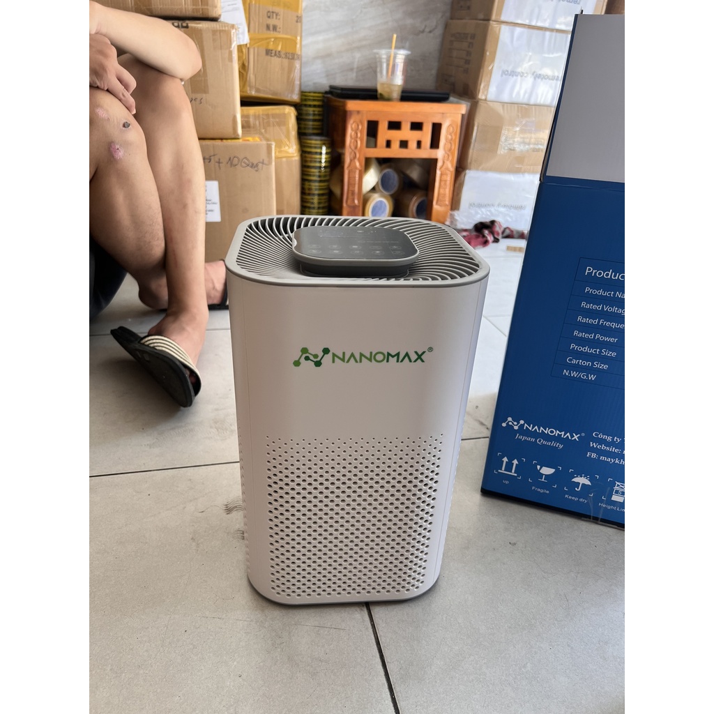 Máy Lọc Không Khí NANOMAX A-01, Bộ Lọc HEPA 4 Lớp Lọc Bụi Mịn, Màn Hình Cảm Ứng Tích Hợp Điện Thoại Thông Minh (40m2)