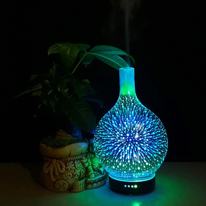 ĐÈN XÔNG TINH DẦU LỌ HOA 3D ĐẸP THƠ MỘNG THAY ĐÈN NGỦ.+1 Lọ Tinh Dầu 10Ml Ngẫu Nhiên .