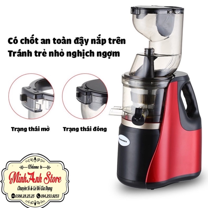 MÁY ÉP CHẬM HONGXIN RH313/BẢN MỚI NHẤT 2021-CỔ TO ÉP KIỆT NƯỚC
