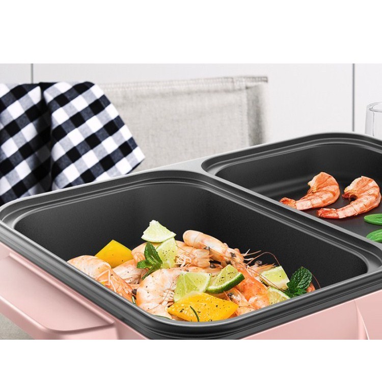 Bếp nướng lẩu 2 in 1 Mini Hàn Quốc nhỏ gọn xinh xắn,sử dụng thuận tiện dễ dàng ,lẩu nướng xào rán nấu cơm