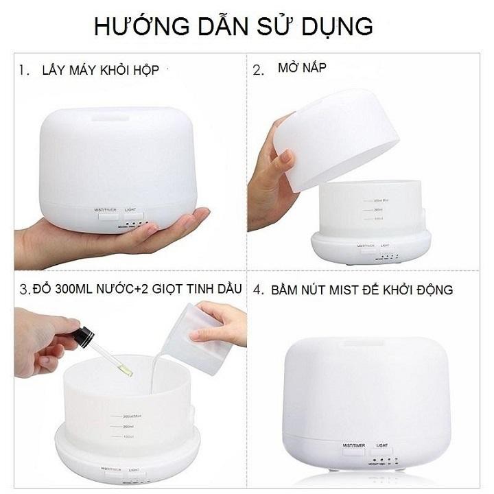 Máy hơi nước, phun sương tạo ẩm, khuếch tán tinh dầu thế hệ mới | Bảo hành 3 tháng |TRỤ TRÒN 500ML