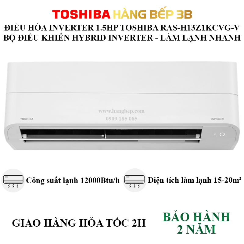 Máy lạnh Toshiba Inveter 1.5HP RAS-H13Z1KCVG-V/H13Z1ACVG-V làm lạnh nhanh, kháng khuẩn tối ưu