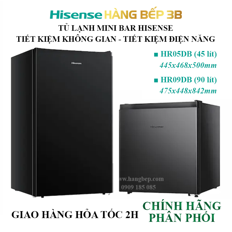 Tủ lạnh mini Hisense HR05DB 45 lít / HR09DB 90 lít - SIÊU TIẾT KIỆM ĐIỆN - Tiện lợi sử dụng, không chiếm nhiều diện tích