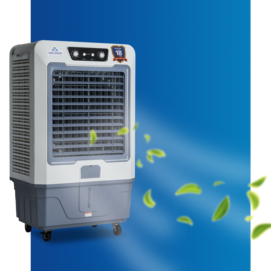 Quạt điều hòa không khí Hòa Phát HPCF1-072 có bánh xe dễ di chuyển, phù hợp nơi có diện tích 50-60m²