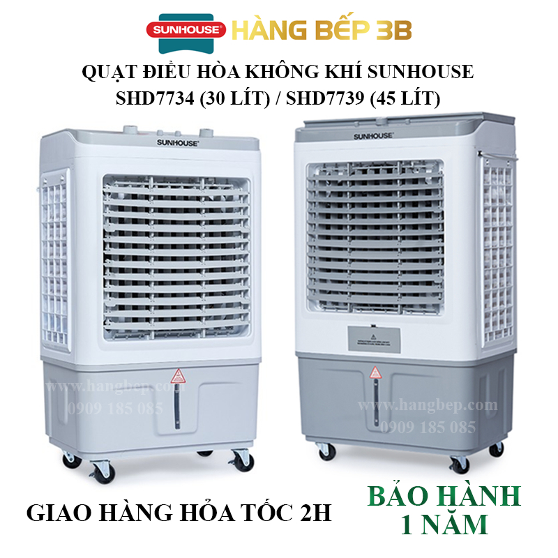 Quạt điều hòa không khí Sunhouse SHD7734 (30-40m2) / SHD7739 (40-55m2) - Bảo hành 12 tháng