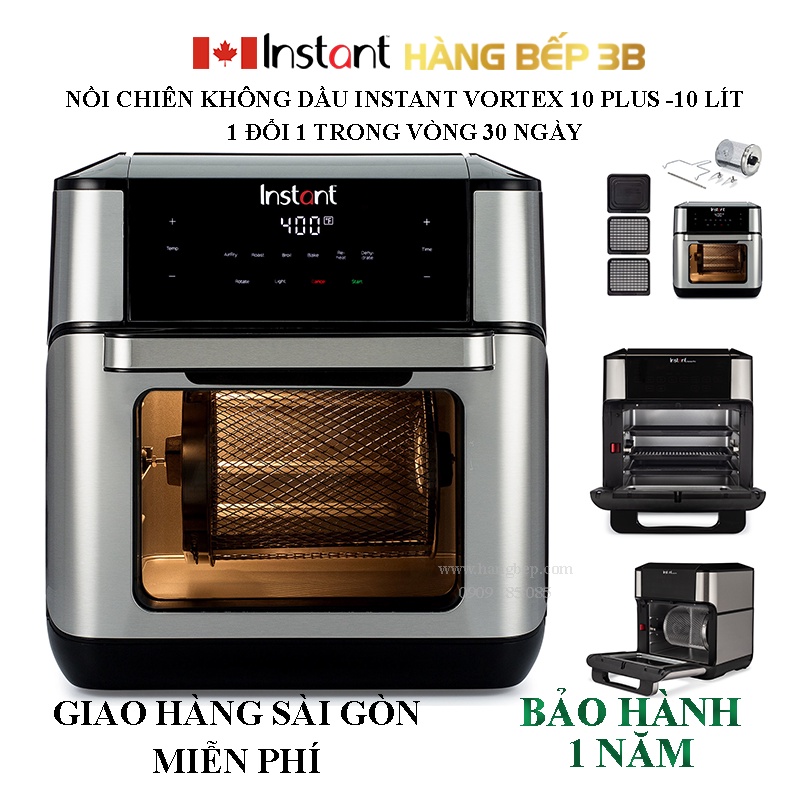 Nồi chiên không dầu Instant Vortex PLus 10 lít - 7 trong 1 - Bảo hành chính hãng 12 tháng - Thương hiệu Canada