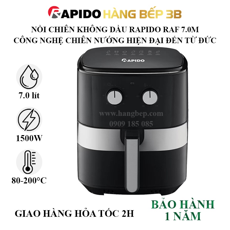 Nồi chiên không dầu Rapido RAF 7.0M Công nghệ chiên Rapid Air - BH 12 tháng