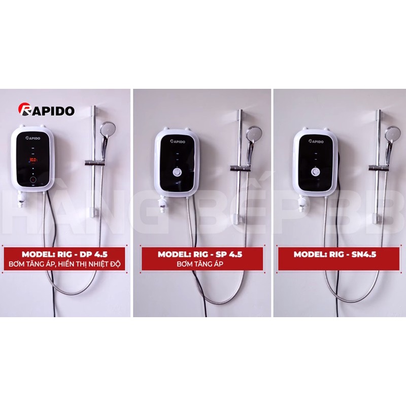 Máy nước nóng trực tiếp Rapido Stern RIG-SP 4.5 - Bơm tăng áp - An toàn đa cấp độ - Hàng Bếp 3B