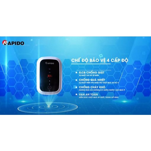 Máy nước nóng trực tiếp Rapido Stern RIG-DP 4.5 - Kèm vòi sen cao cấp - Hàng Bếp 3B