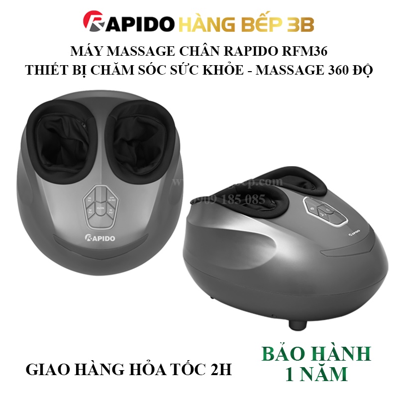 Máy massage chân 360 độ Rapido RFM36 - Thiết bị chăm sóc sức khỏe - 4 chế độ massage tự động - Hàng Bếp 3B