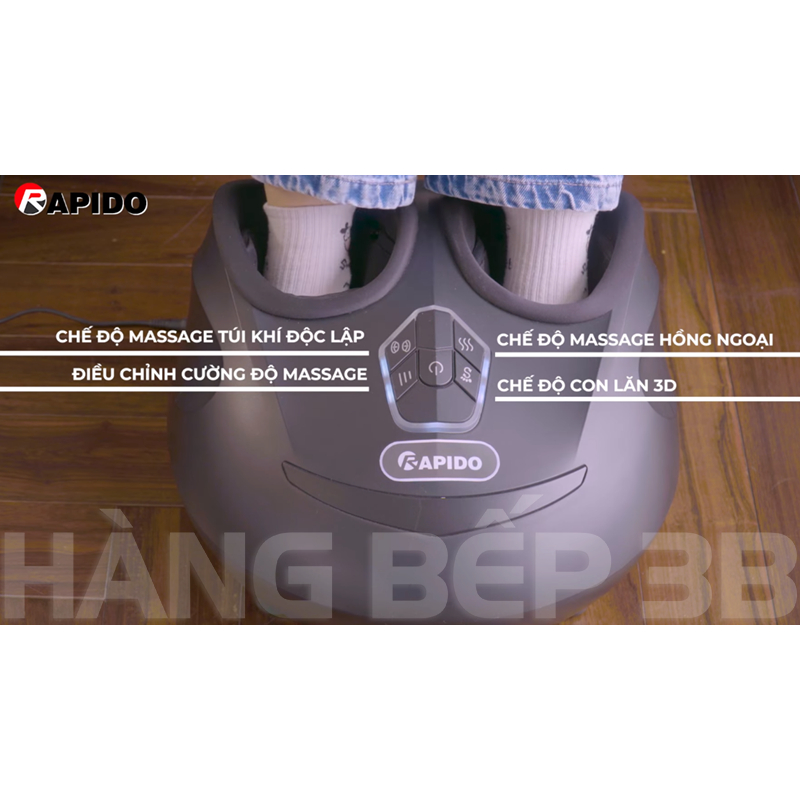 Máy massage chân 360 độ Rapido RFM36 - Thiết bị chăm sóc sức khỏe - 4 chế độ massage tự động - Hàng Bếp 3B