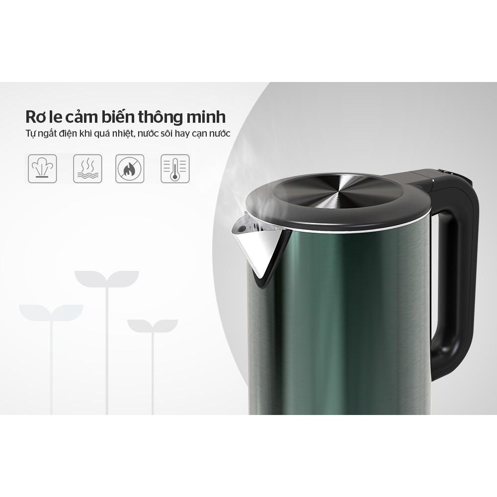 Bình đun siêu tốc 3 lớp Sunhouse Mama 1.8 lít SHD1389 - Bảo hành chính hãng 2 năm - Hàng Bếp 3B