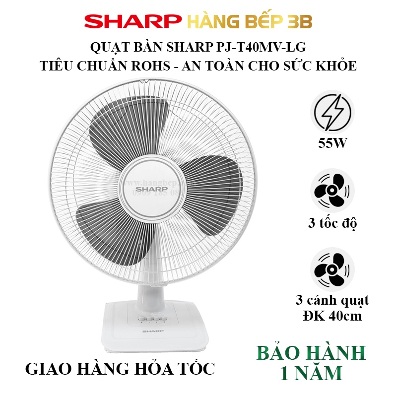 Quạt bàn Sharp PJ-T40MV-LG công suất 55W - Hàng Bếp 3B