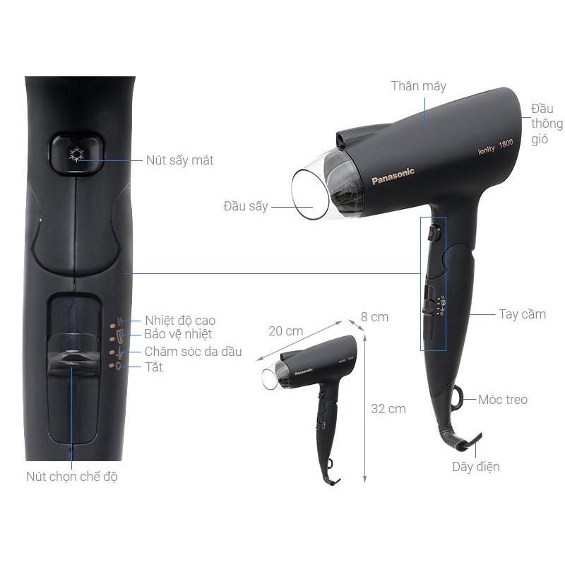 Máy sấy tóc Panasonic EH-NE27-K645 - Hàng mới 100% - Hàng Bếp 3B