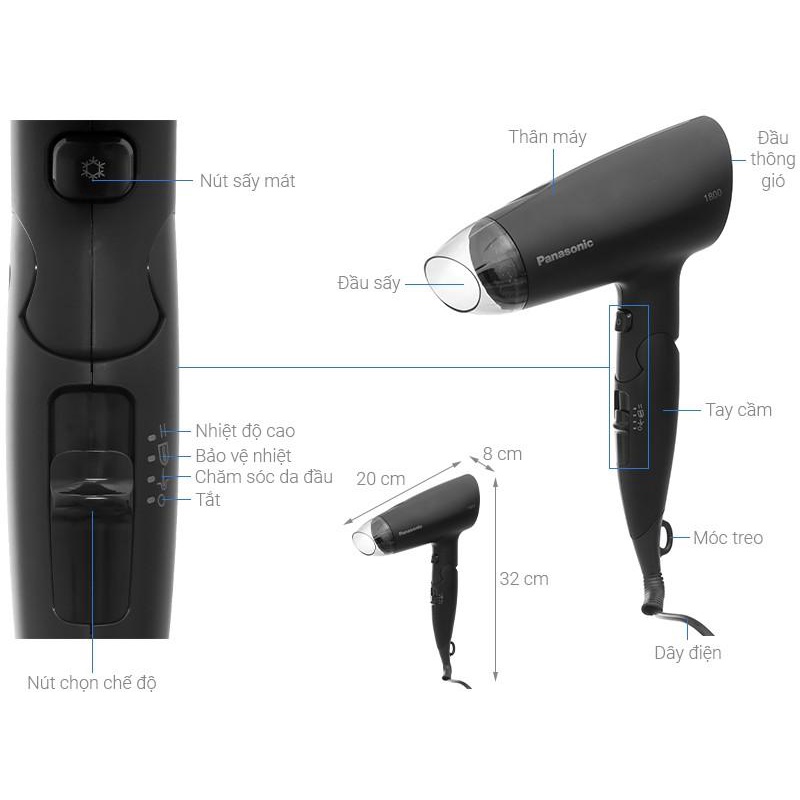 Máy sấy tóc Panasonic EH-ND37-P645 / EH-ND37-K645 - Hàng chính hãng, bảo hành 12 tháng - Hàng Bếp 3B