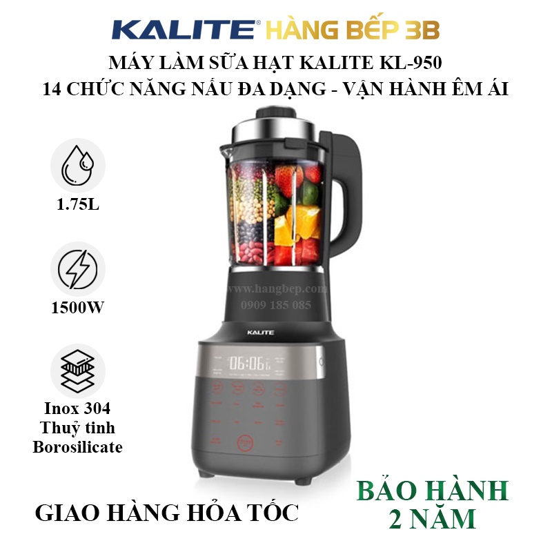 Máy làm sữa hạt, nấu cháo, nấu súp Kalite 1.75 lít KL-950 -  Bảo hành 24 tháng
