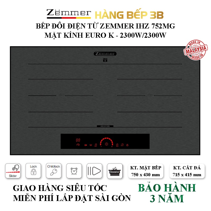 Bếp điện từ đôi Inverter Zemmer IHZ-752MG - Hàng mới chính hãng - Hàng Bếp 3B