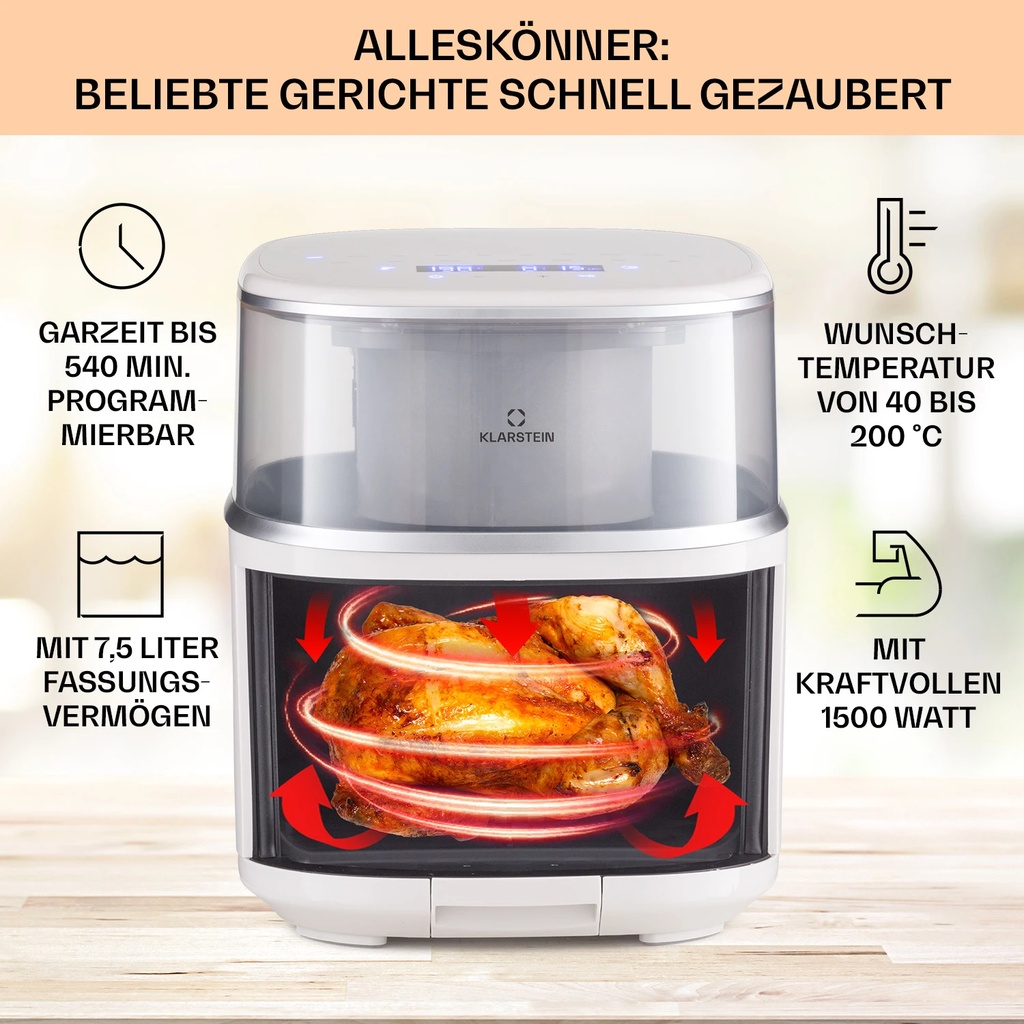 Nồi chiên không dầu Klarstein 7.5L Air Bloom 10040497 - Hàng Bếp 3B - Sản phẩm chính hãng
