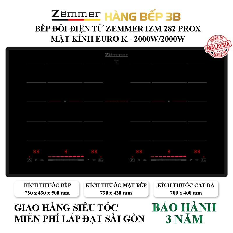 Bếp từ đôi Inverter Zemmer IZM-282 ProX - Hàng Bếp 3B