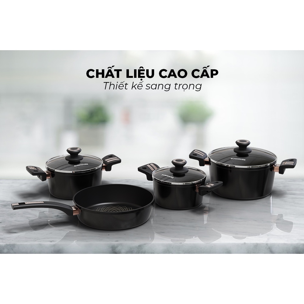 Bộ nồi chảo chống dính ULtra Titanium Sunhouse ST2210B đa kích cỡ -  Hàng Bếp 3B