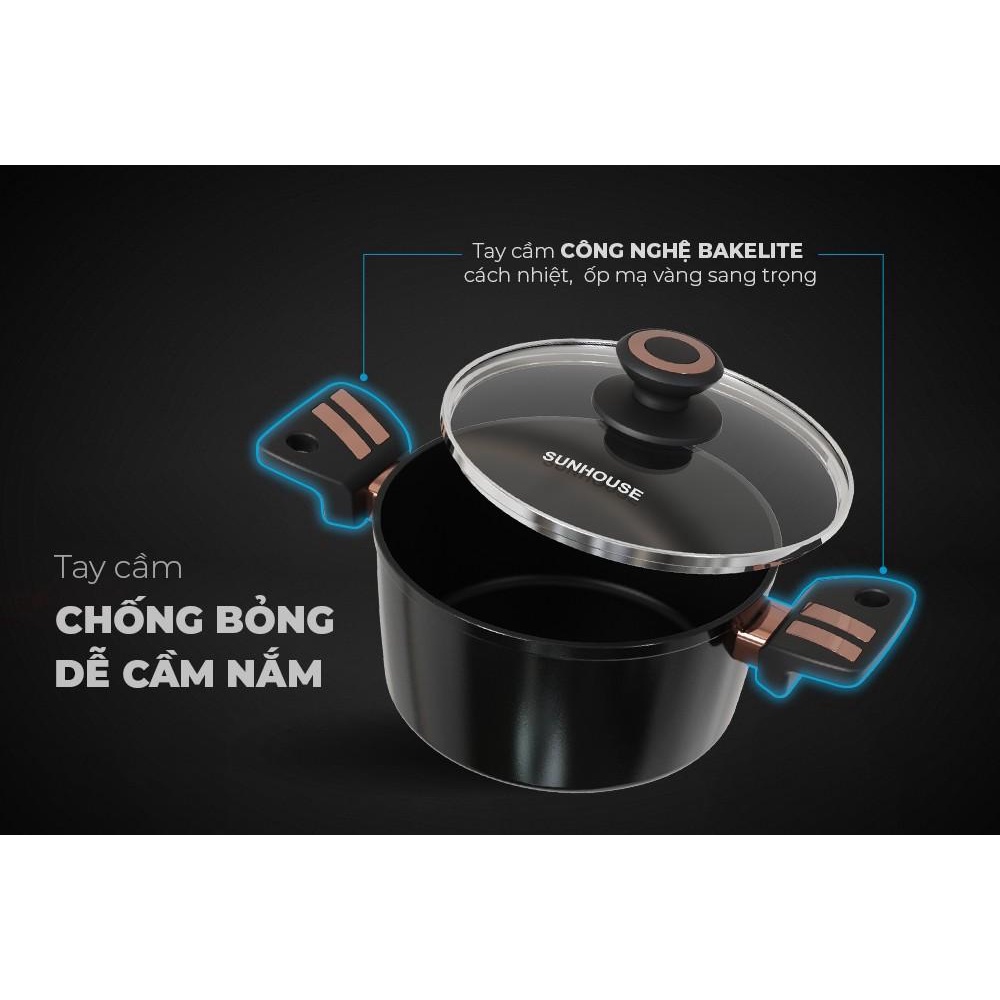 Bộ nồi chảo chống dính ULtra Titanium Sunhouse ST2210B đa kích cỡ -  Hàng Bếp 3B