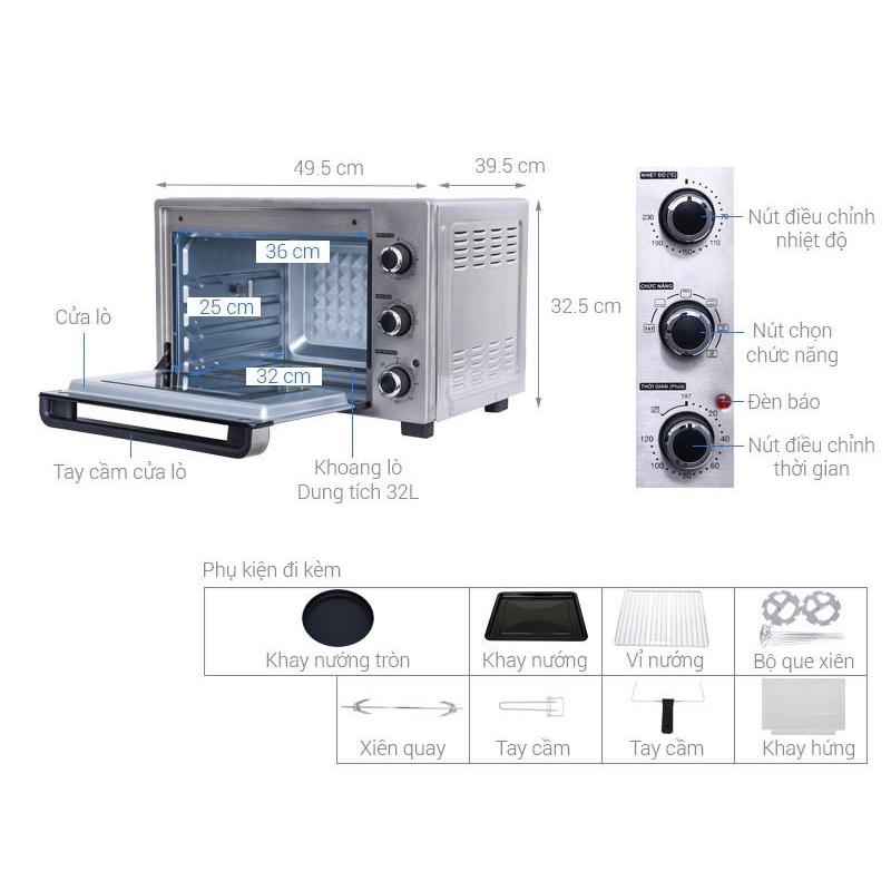 Lò nướng đối lưu 32 lít Sharp EO-A323RCSV-ST -  Hàng Bếp 3B -  Mới 100%