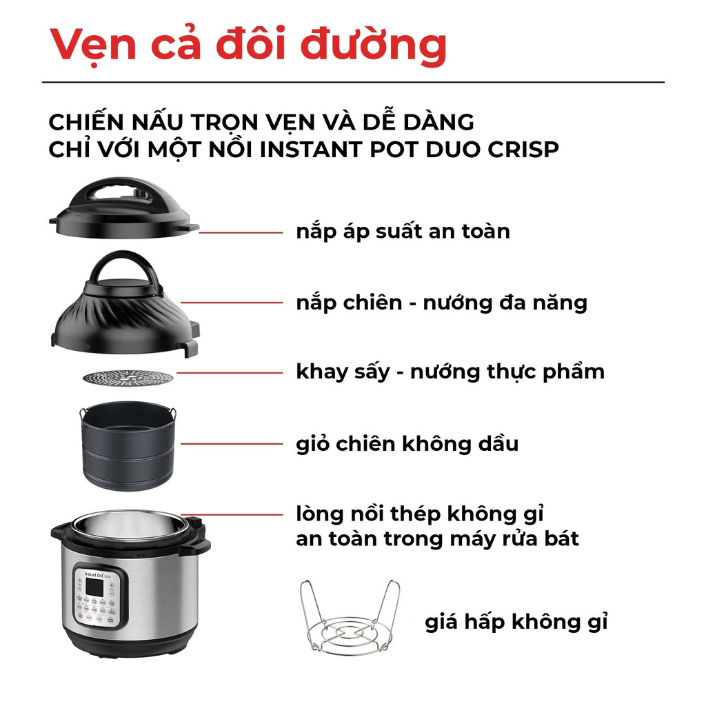 Nồi áp suất điện kết hợp chiên không dầu Instant Pot Duo Crisp 11 in 1 (8 lít) - Giao hàng miễn phí