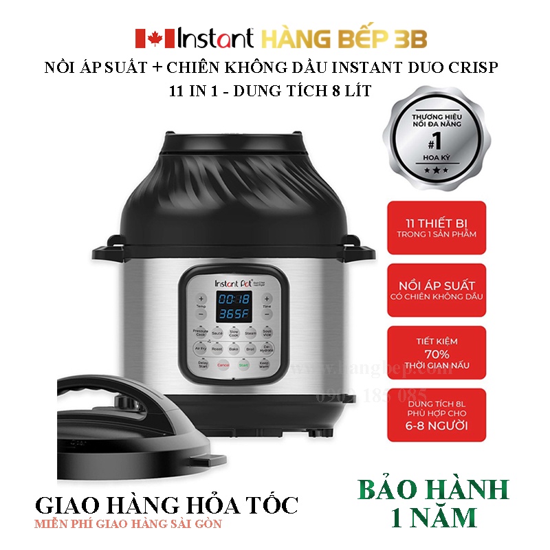 Nồi áp suất điện kết hợp chiên không dầu Instant Pot Duo Crisp 11 in 1 (8 lít) - Giao hàng miễn phí