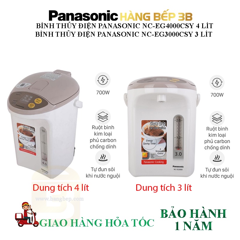 Bình thủy điện Panasonic NC-EG2200CSY/EG3000CSY/EG4000CSY - Bảo hành chính hãng 1 năm