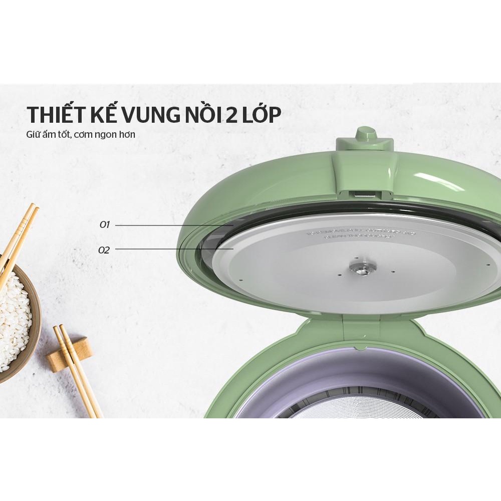 Nồi cơm điện chống dính 1.8 lít Sunhouse SHD8621 - Hàng Bếp 3B - Chính hãng