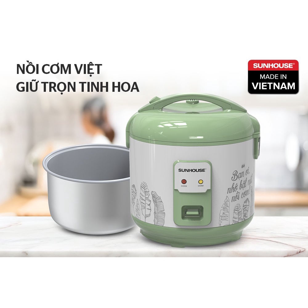 Nồi cơm điện chống dính 1.8 lít Sunhouse SHD8621 - Hàng Bếp 3B - Chính hãng