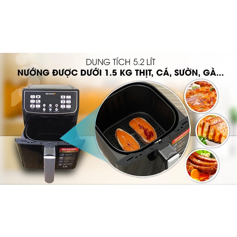 Nồi chiên không dầu Sharp 5.5 lít KF-AF55EV-BK