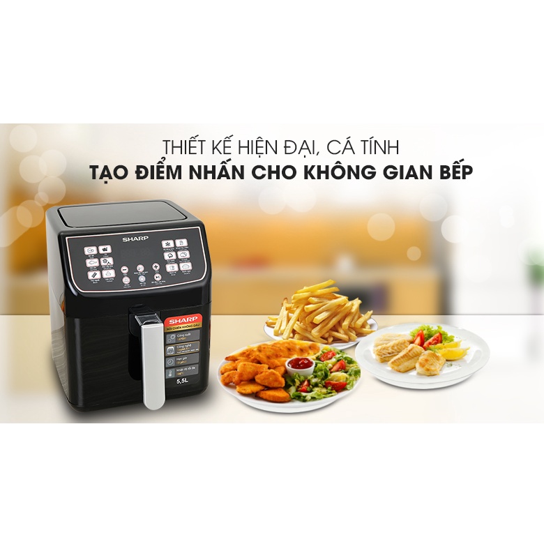 Nồi chiên không dầu Sharp 5.5 lít KF-AF55EV-BK