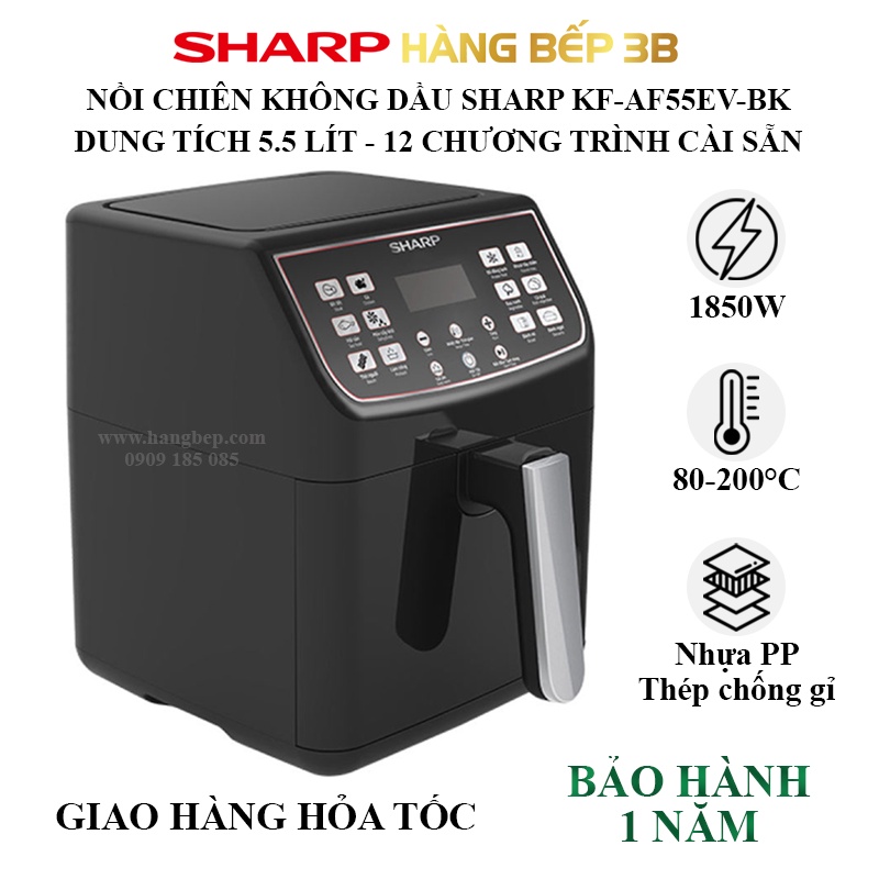 Nồi chiên không dầu Sharp 5.5 lít KF-AF55EV-BK