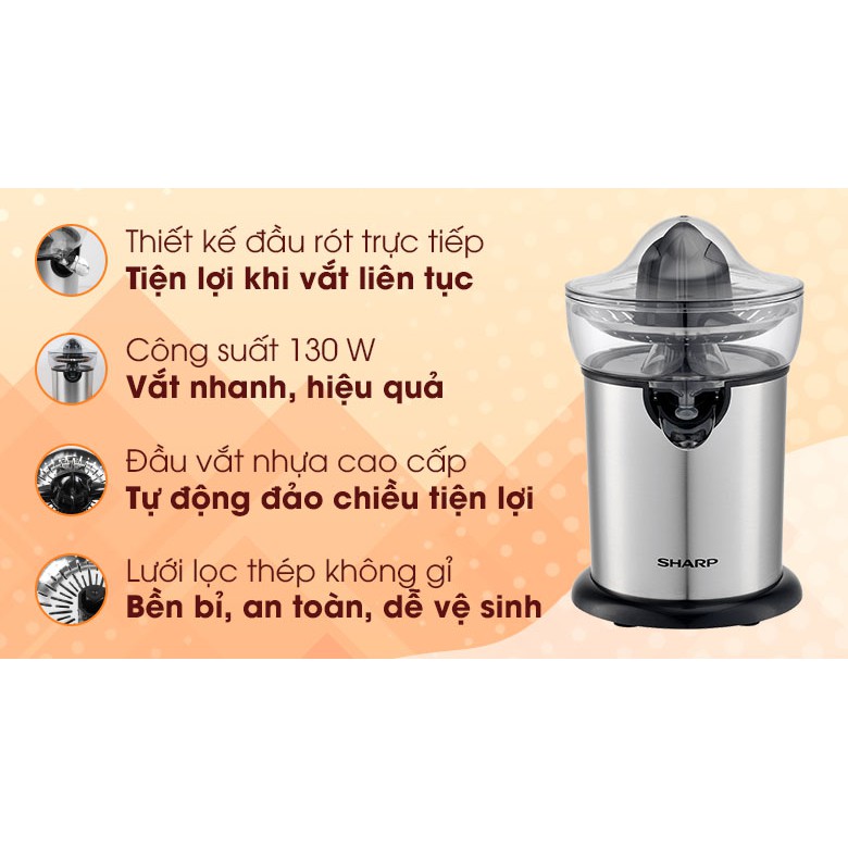 Máy vắt cam Sharp EJ-J130-ST công suất lớn - Bảo hành chính hãng 12 tháng