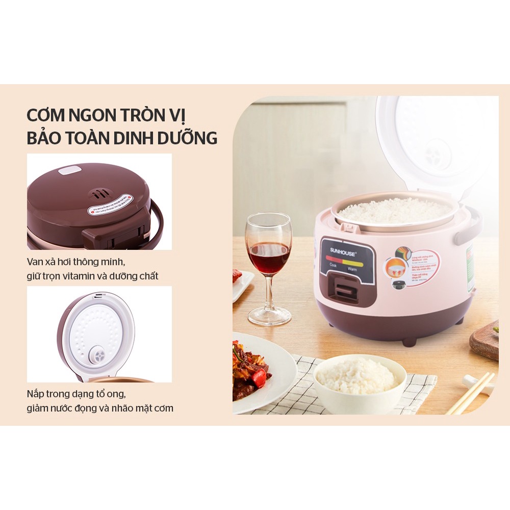 Nồi cơm điện 1 lít Sunhouse SHD8208C - Bảo hành chính hãng 1 năm toàn quốc