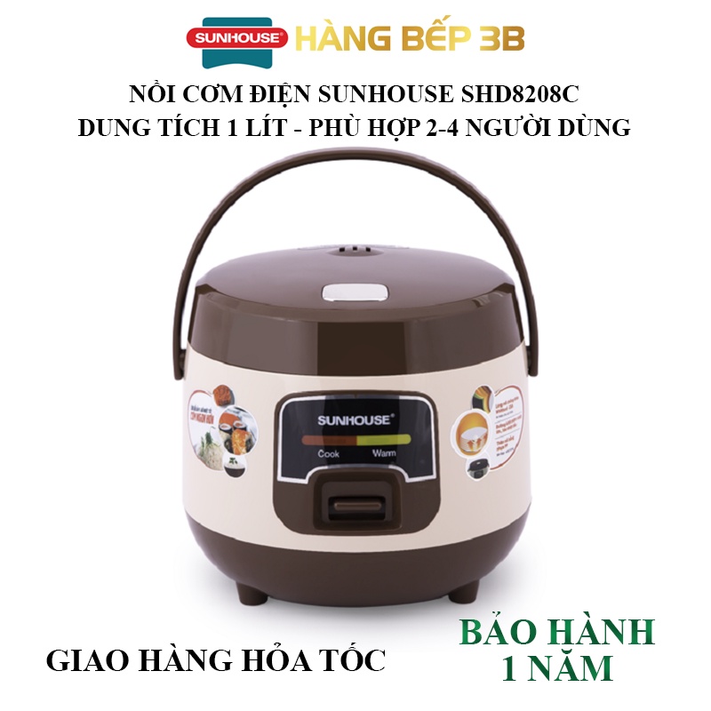 Nồi cơm điện 1 lít Sunhouse SHD8208C - Bảo hành chính hãng 1 năm toàn quốc