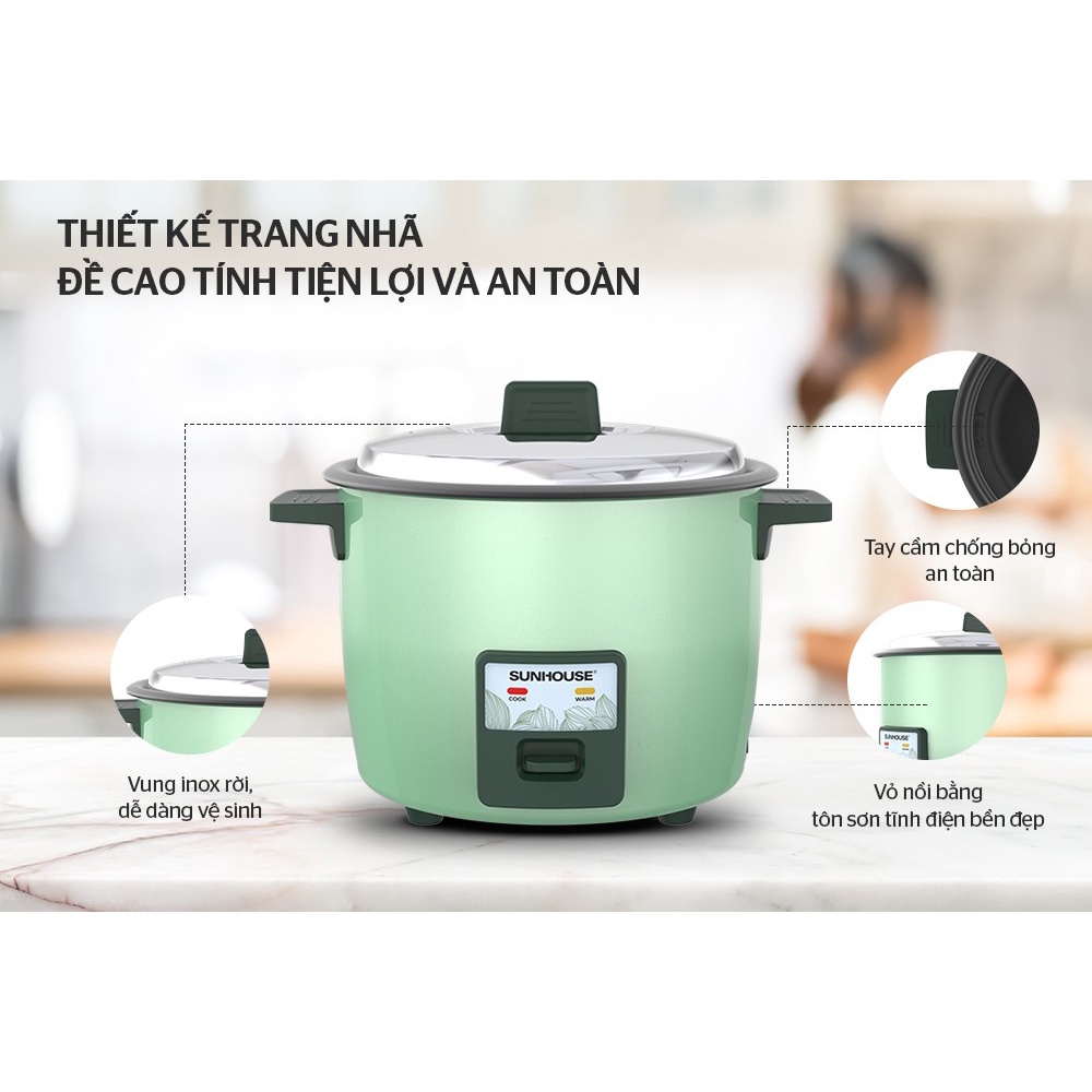 Nồi cơm điện nắp rời Sunhouse SHD8132/SHD8133 - Hàng chính hãng bảo hành 1 năm toàn quốc